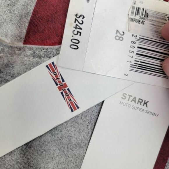 New Hudson Krista Super Skinny crop pants British flag print red blue white - Picture 4 of 10